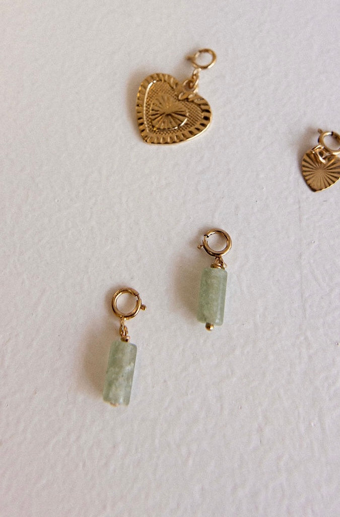Pendentif Perle tube Aventurine verte - Bar à bijoux