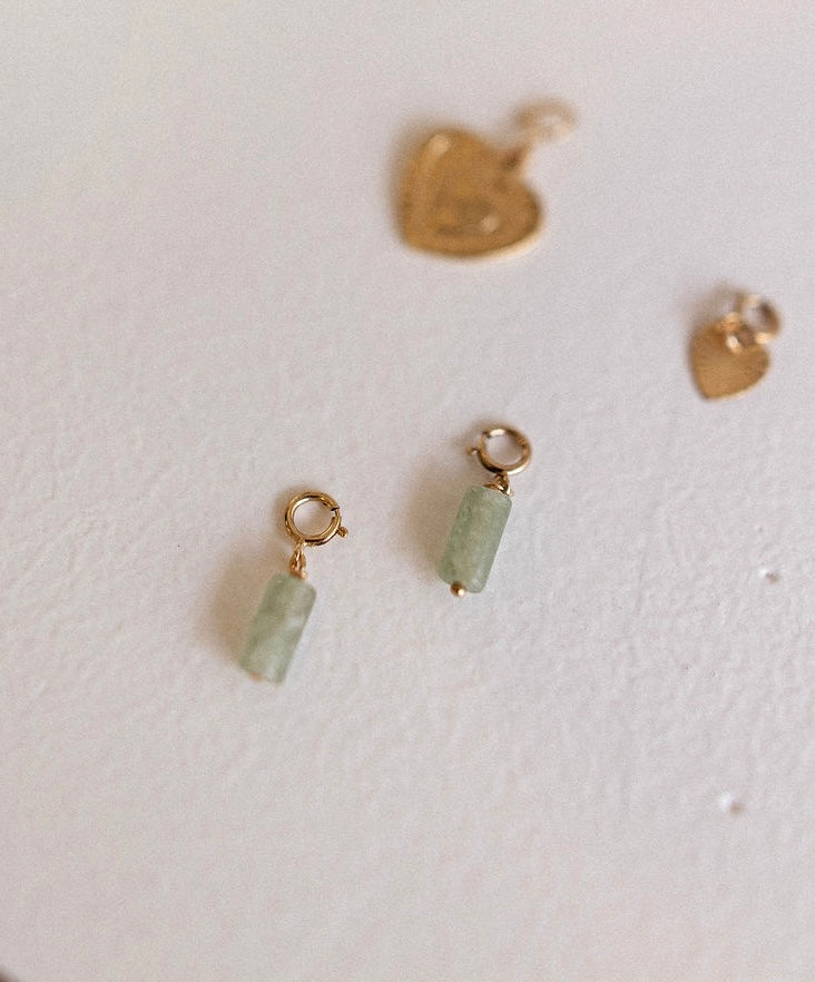 Pendentif Perle tube Aventurine verte - Bar à bijoux