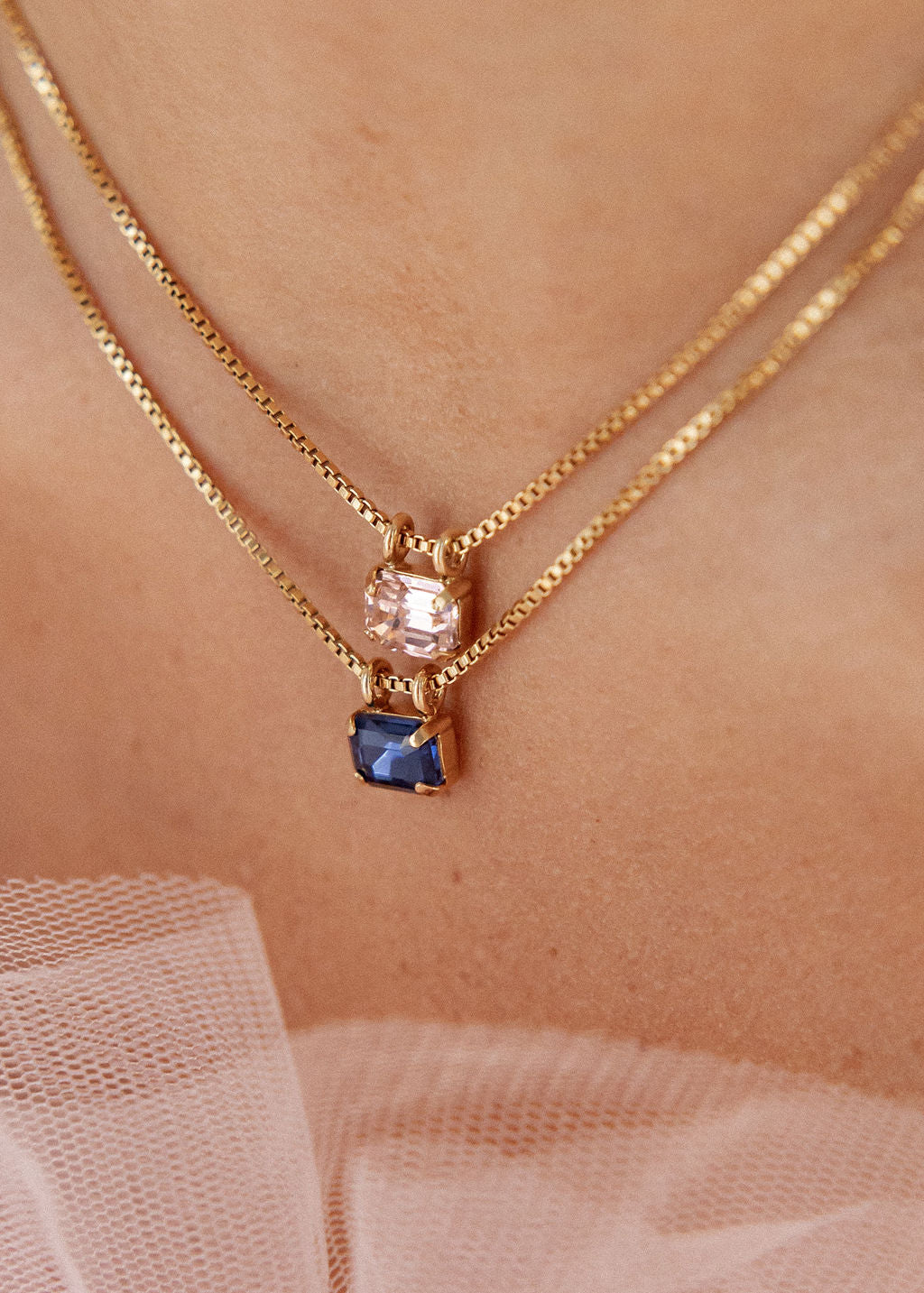 Collier court pendentif cristal - Claudia