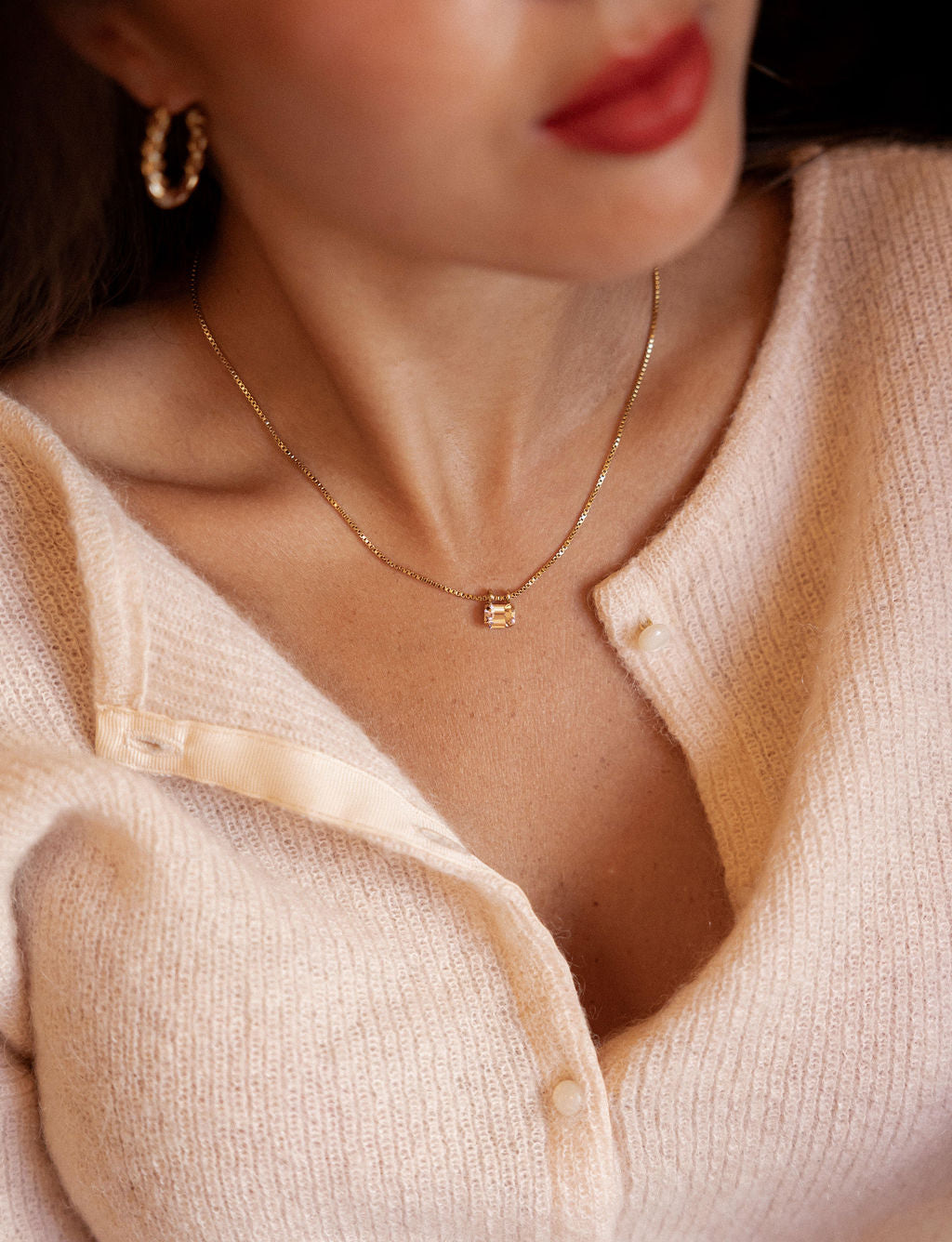 Collier court pendentif cristal - Claudia
