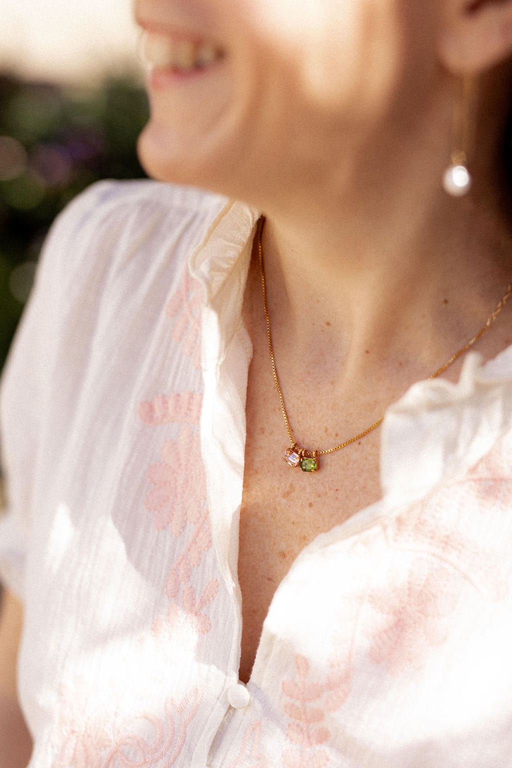 Collier court pendentif cristal - Claudia