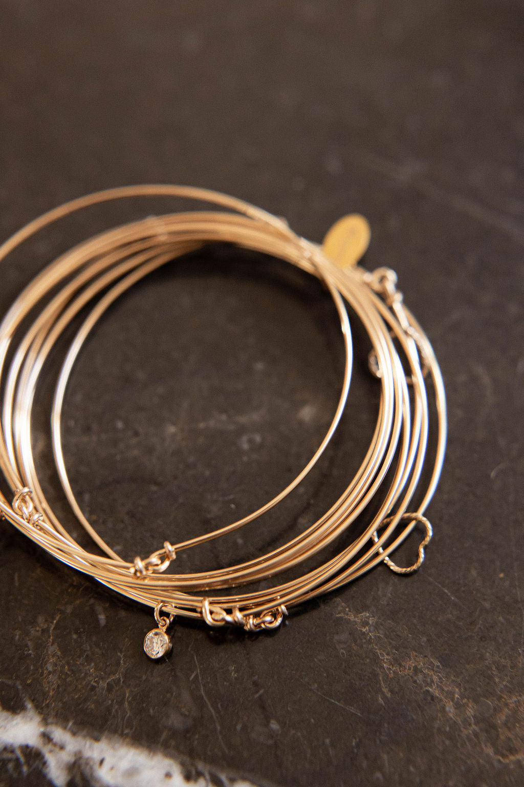 Bracelet jonc plaqué or - Coeur