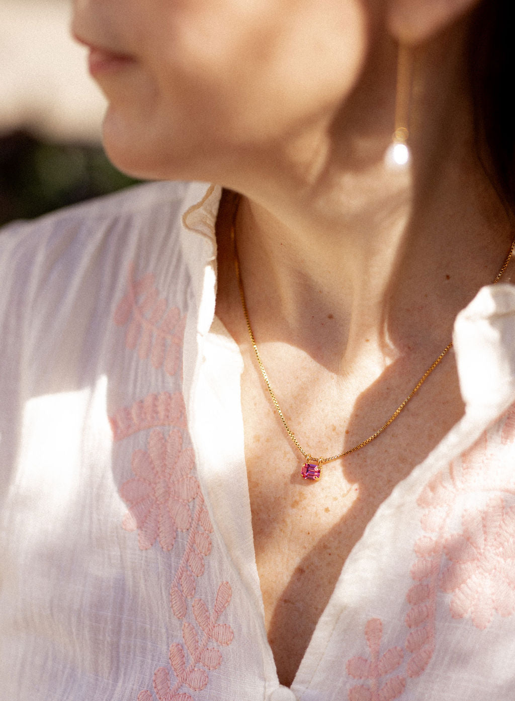 Collier court pendentif cristal - Claudia