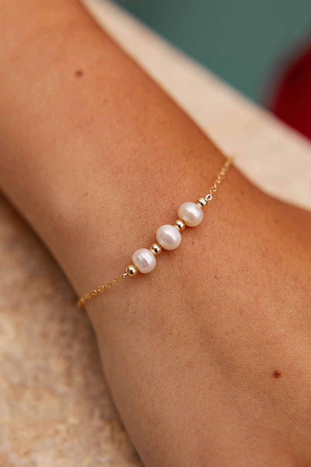 Bracelet plaqué or - Perles d'eau
