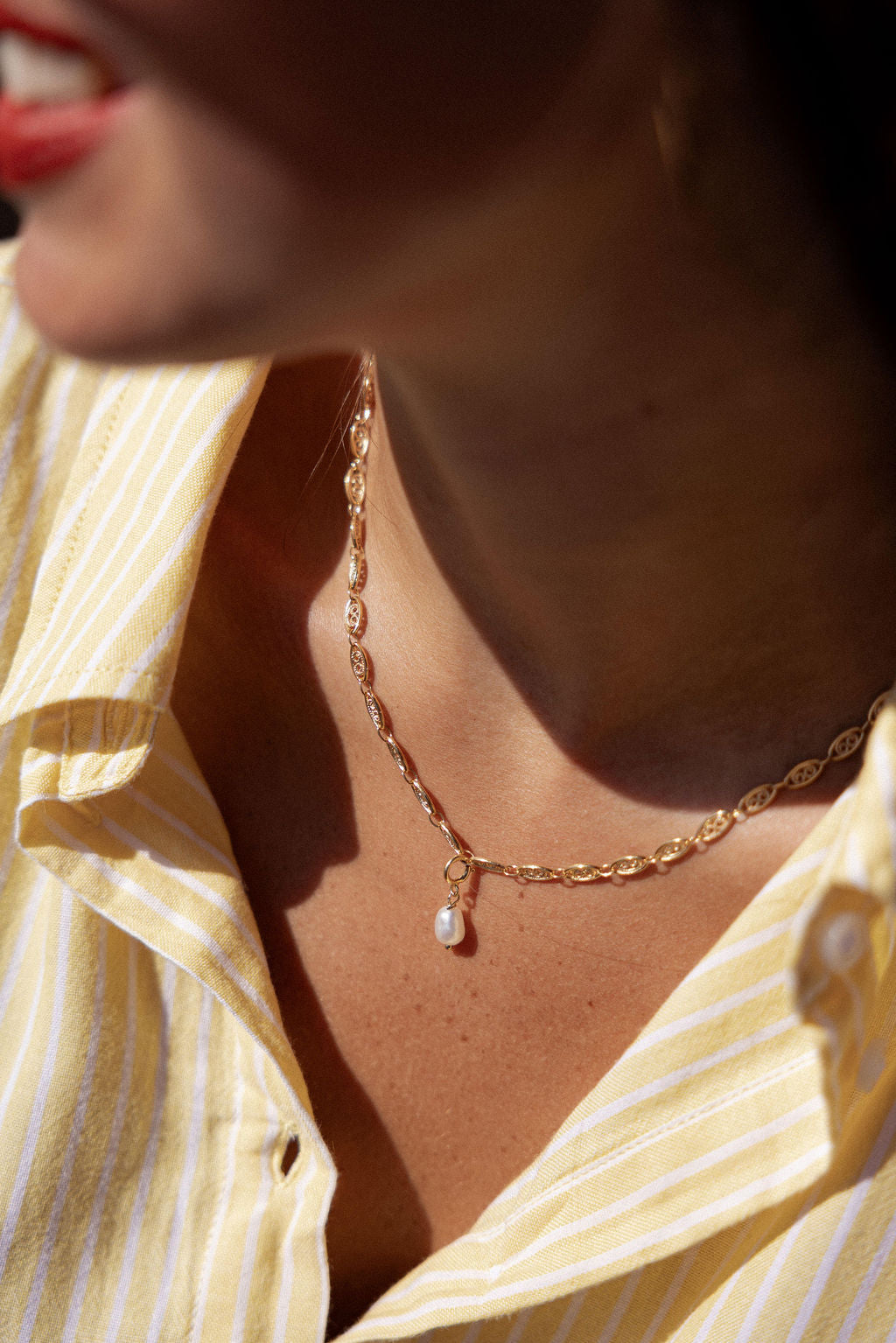 Collier ras de cou doré à l'or fin maille filigrane - Gisèle