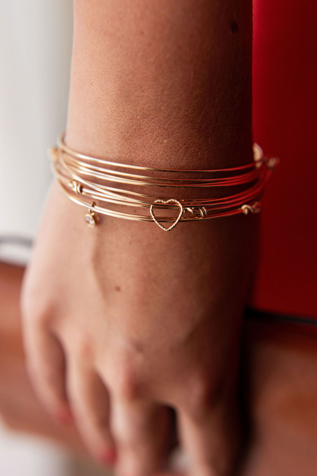 Bracelet jonc plaqué or - Coeur