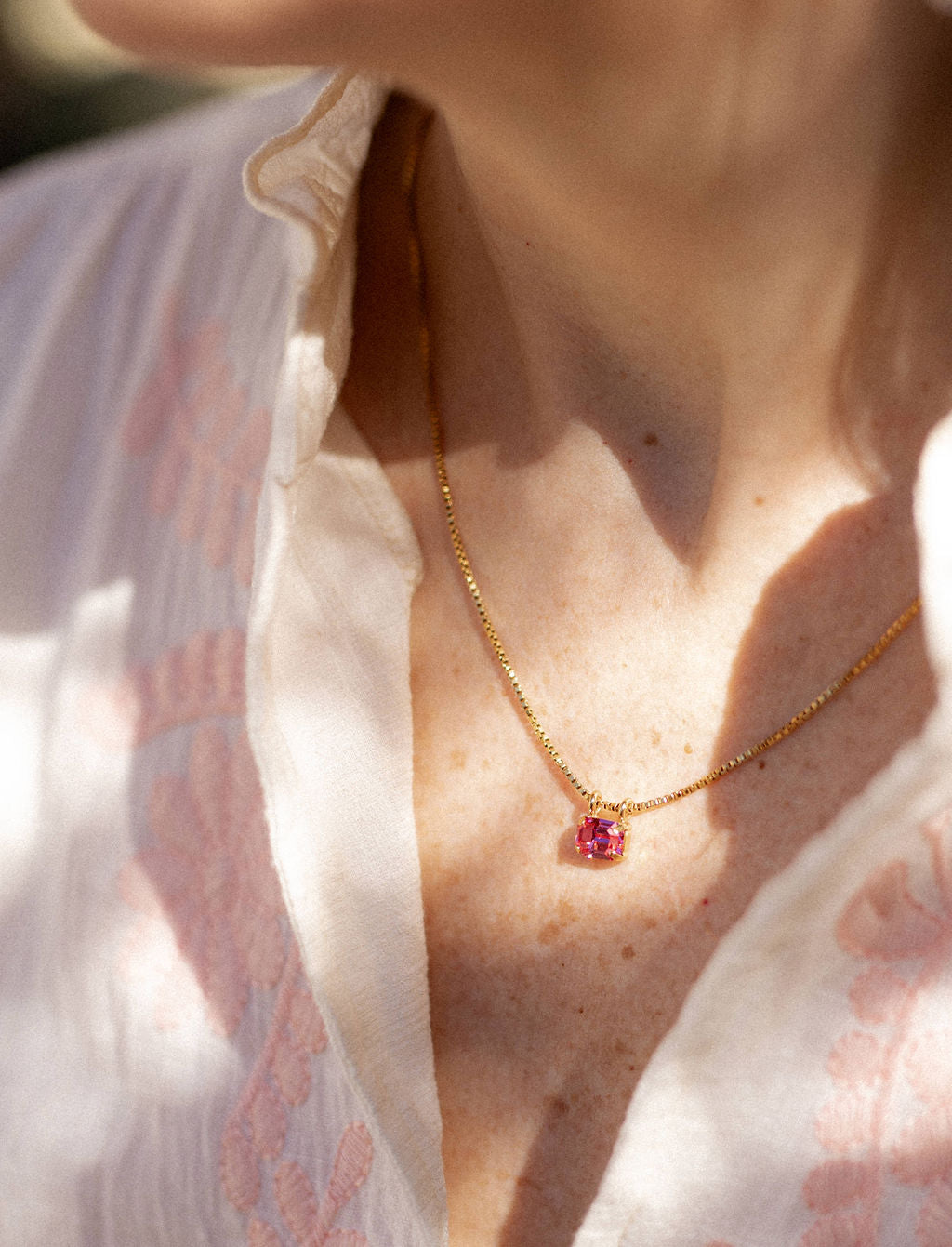 Collier court pendentif cristal - Claudia