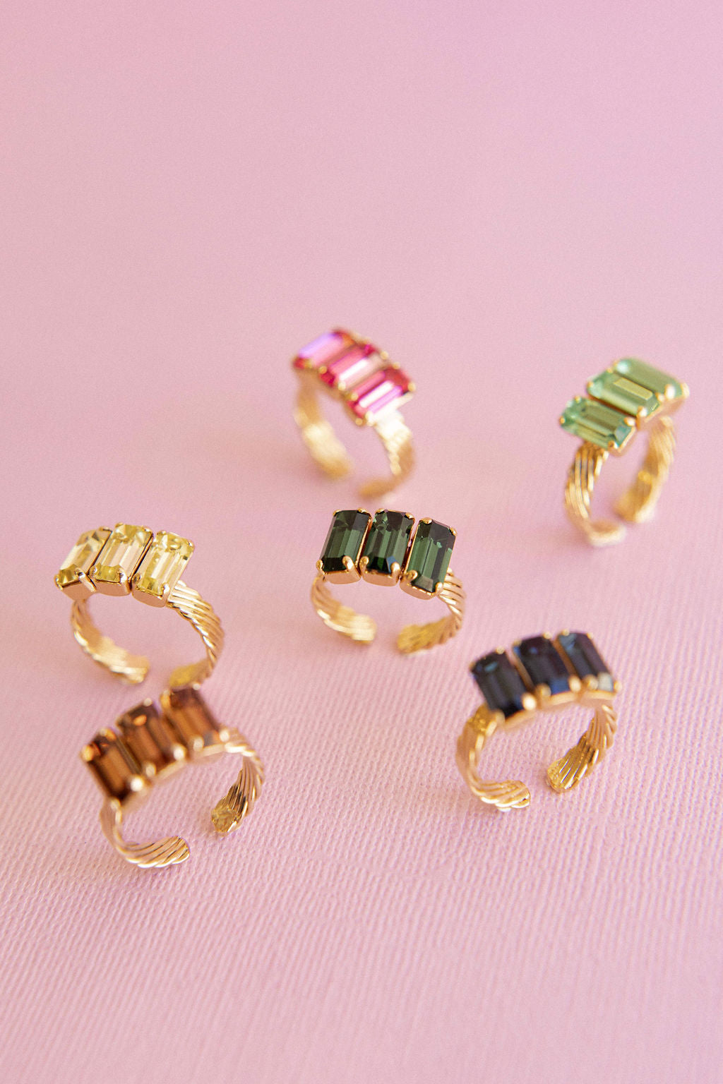 Bague réglable cristaux plaqué or - Claudia