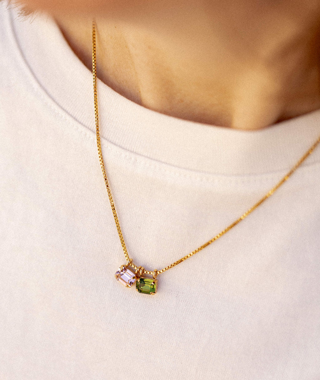 Collier court pendentif cristal - Claudia