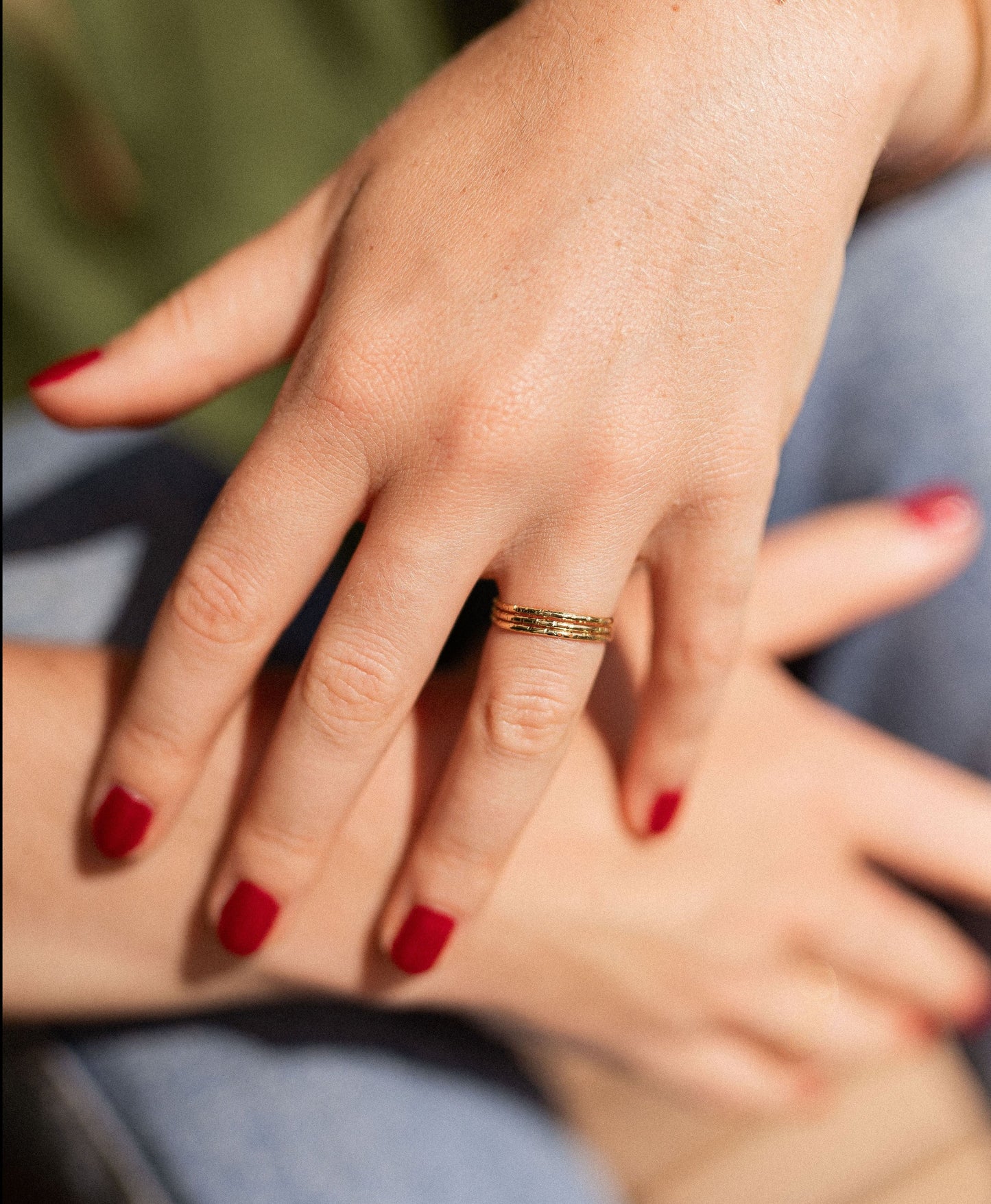 Bague réglable plaqué or - Résonance
