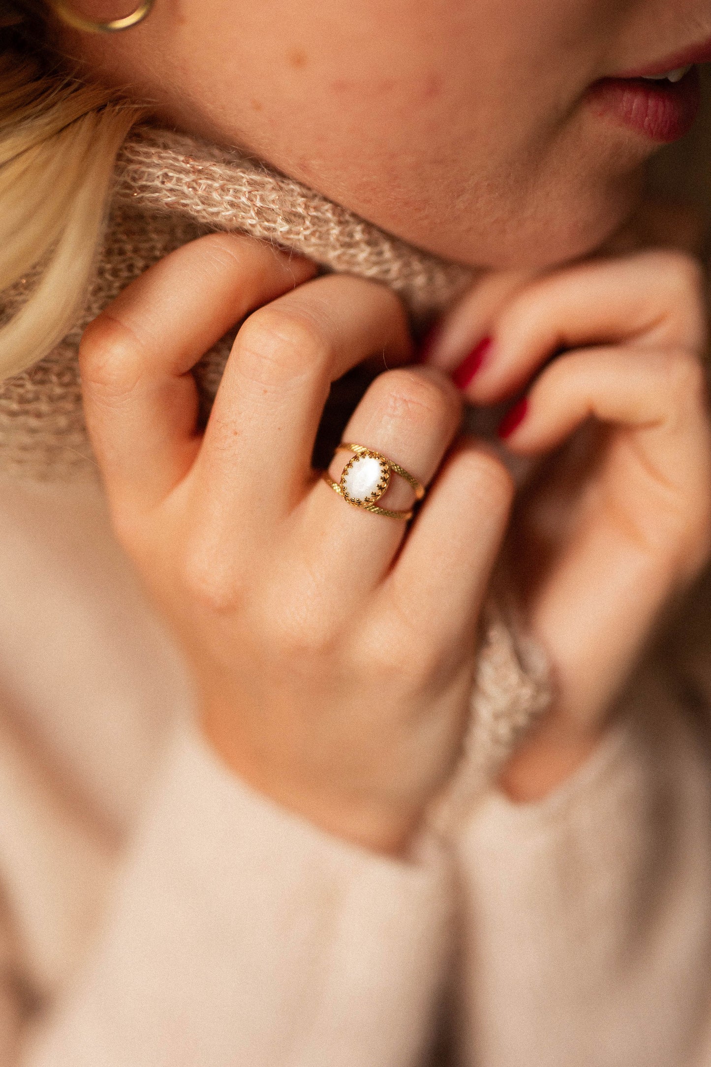 Bague pierre fine plaqué or - Eugénie