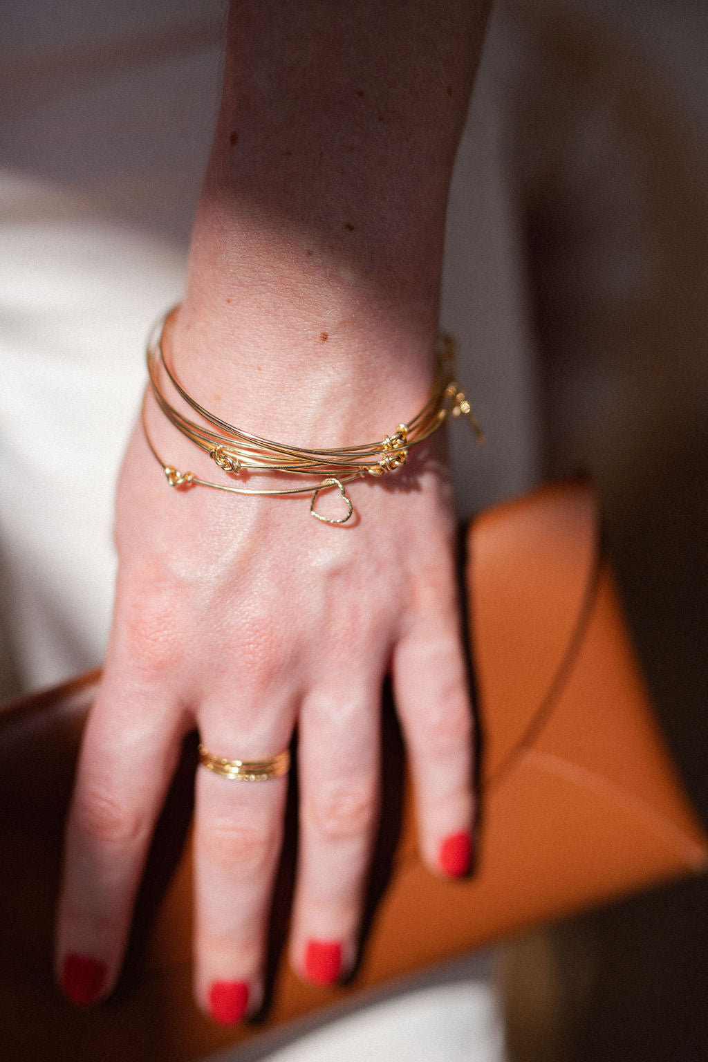 Bracelet jonc semainier plaqué or - Hati