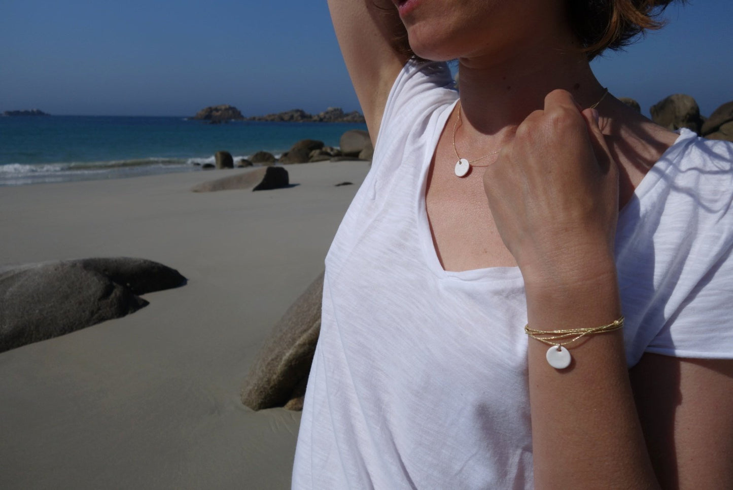 bracelet collier médaille porcelaine
