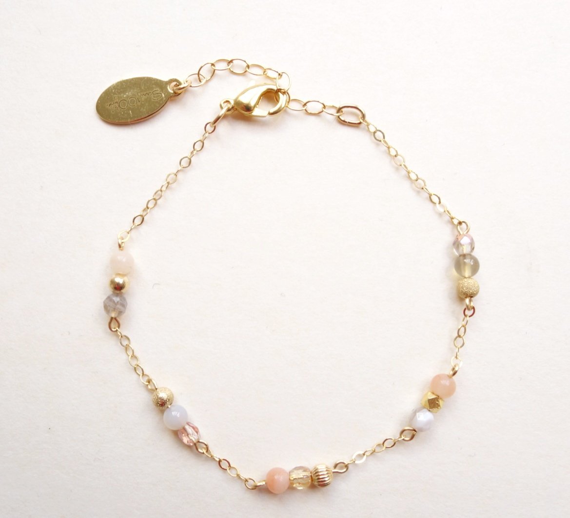 Bracelet plaqué or ou argent pierres fines - Perla