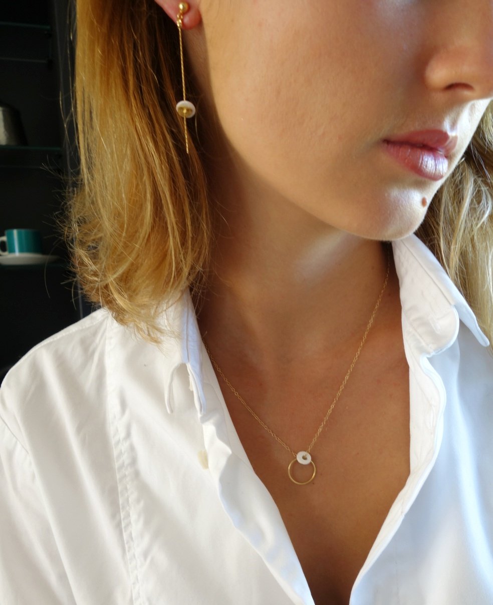 Collier plaqué or porcelaine -Cerame