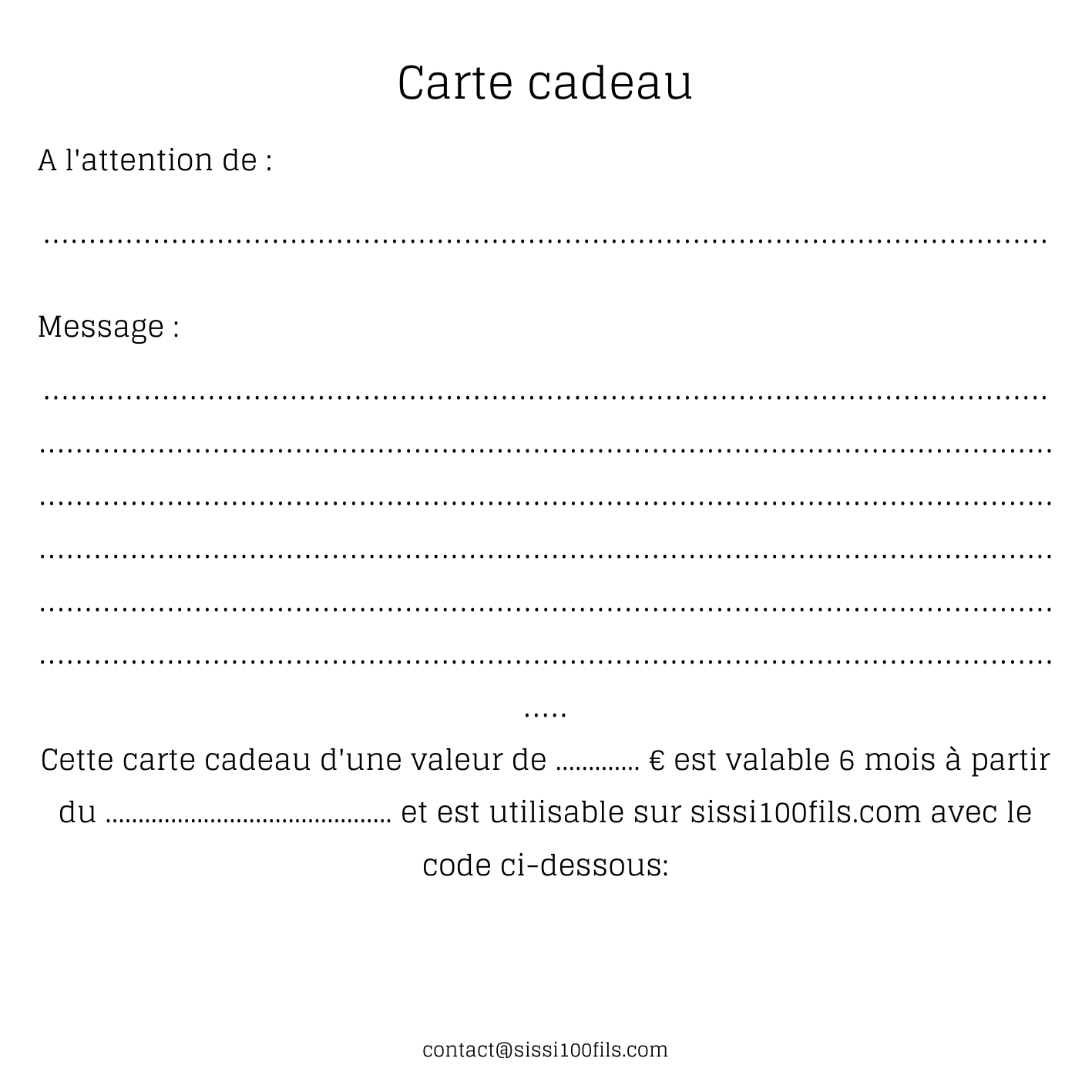 Carte cadeau 100€
