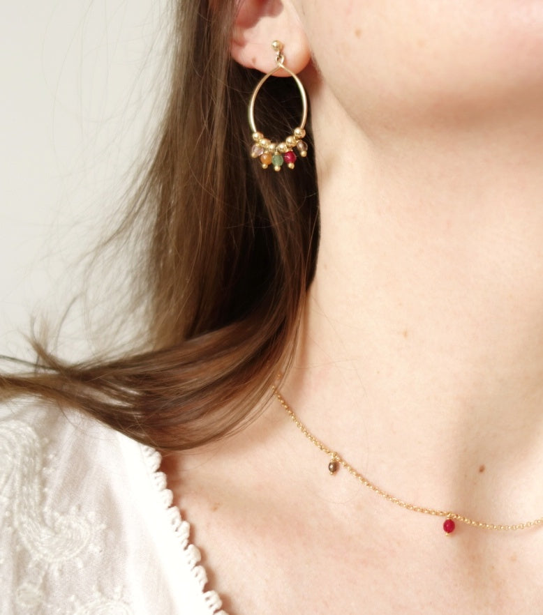 Boucles d'oreille perles plaqué or - Acidulé
