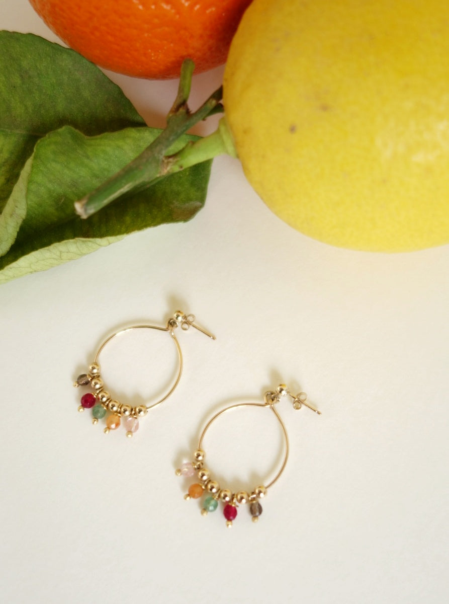 Boucles d'oreille perles plaqué or - Acidulé