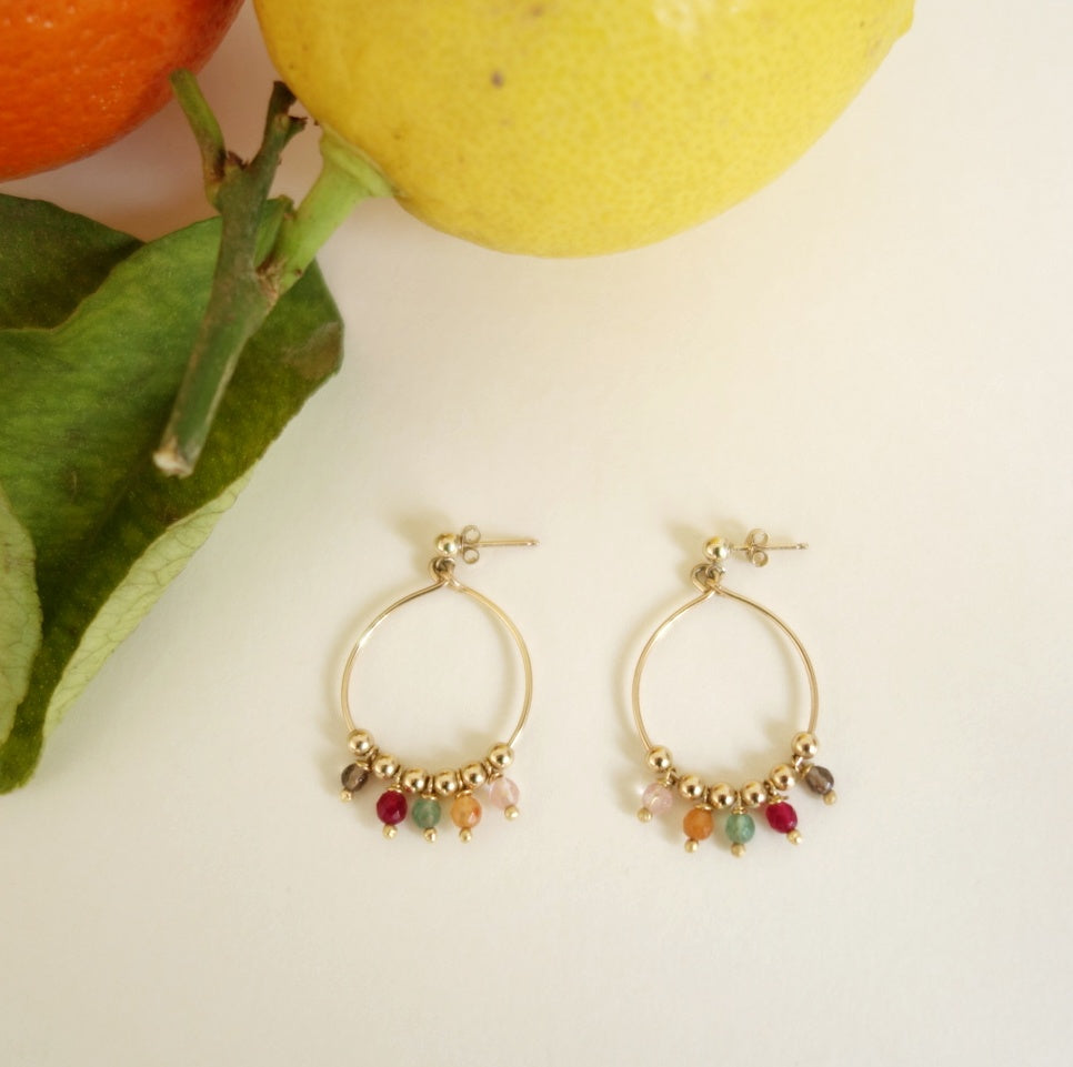 Boucles d'oreille perles plaqué or - Acidulé