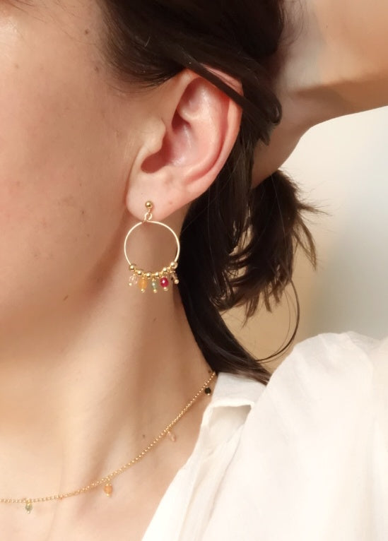 Boucles d'oreille perles plaqué or - Acidulé