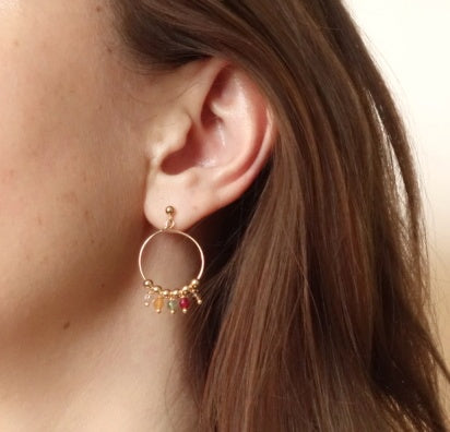 Boucles d'oreille perles plaqué or - Acidulé