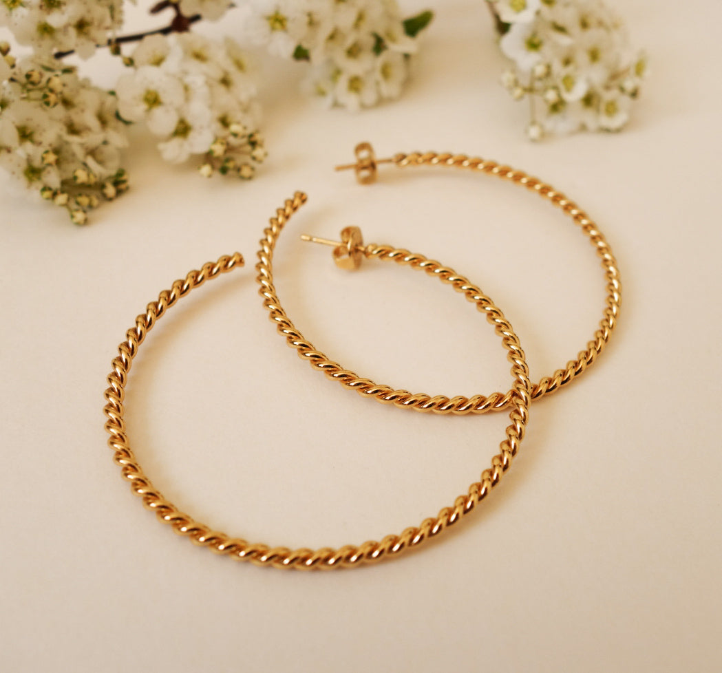 Boucles d'oreille créoles - Cordelières n°1