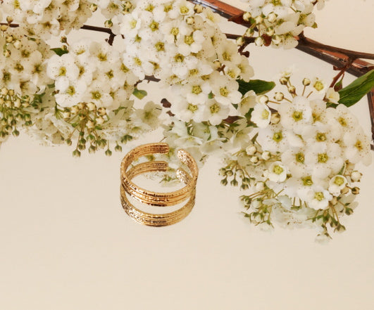 bague femme fait main martelage bijou plaqué or