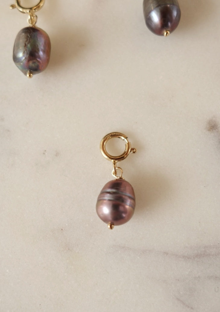 Pendentif perle d'eau douce nacrée noire - Bar à bijoux
