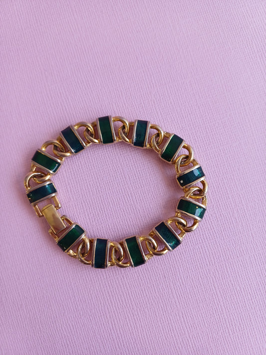 Bracelet vintage émaillé vert