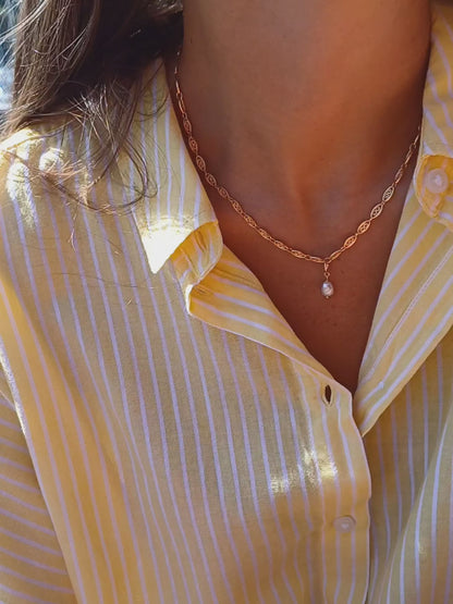Collier ras de cou doré à l'or fin maille filigrane - Gisèle