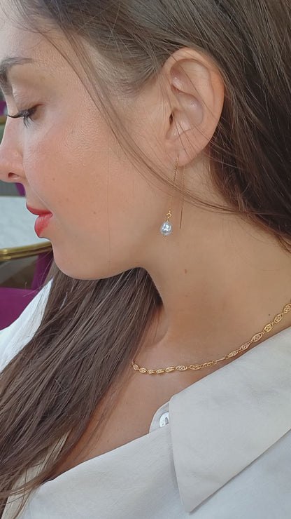 Boucles d'oreille pendantes perles d'eau douce - Ava