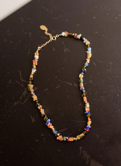 Collier court perles de verre millefiori - Orsola