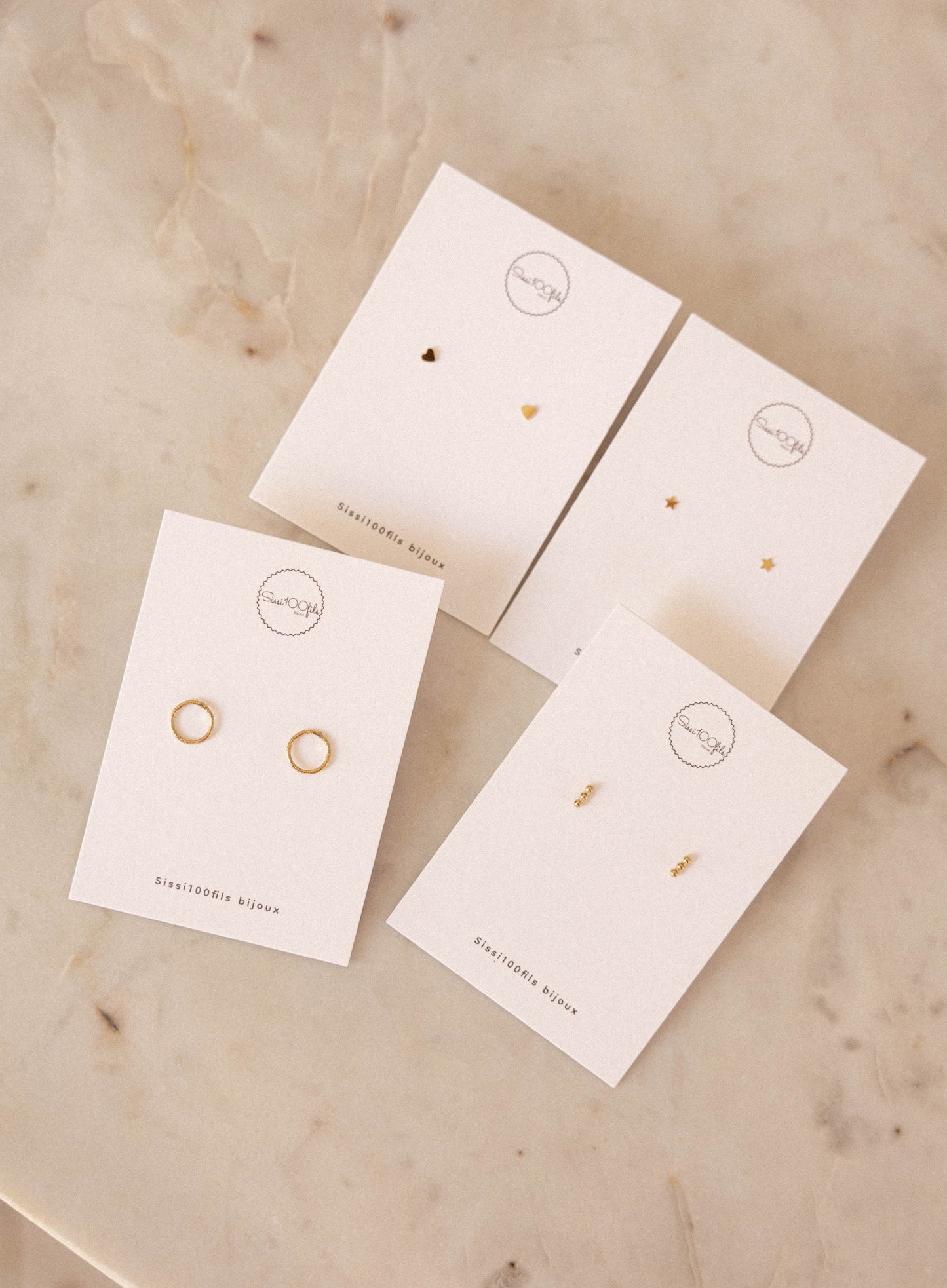 Boucles d'oreilles puces - petites boules barre
