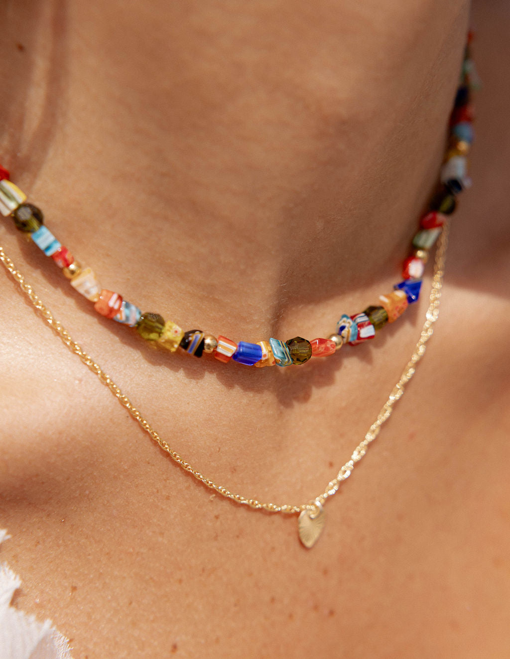 Collier court perles de verre millefiori - Orsola