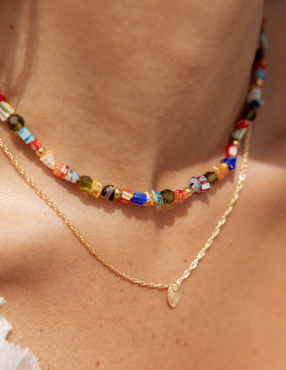 Collier court perles de verre millefiori - Orsola