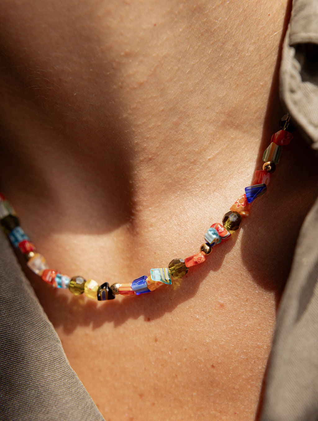 Collier court perles de verre millefiori - Orsola