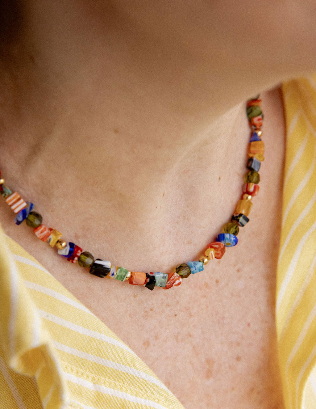Collier court perles de verre millefiori - Orsola