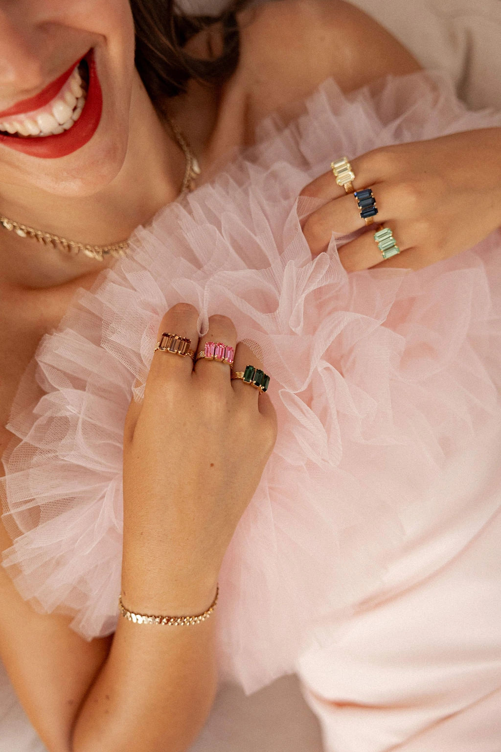 Bague réglable cristaux plaqué or - Claudia