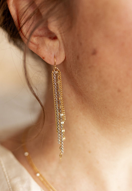 Boucles d'oreille traversantes doré argent - Kate