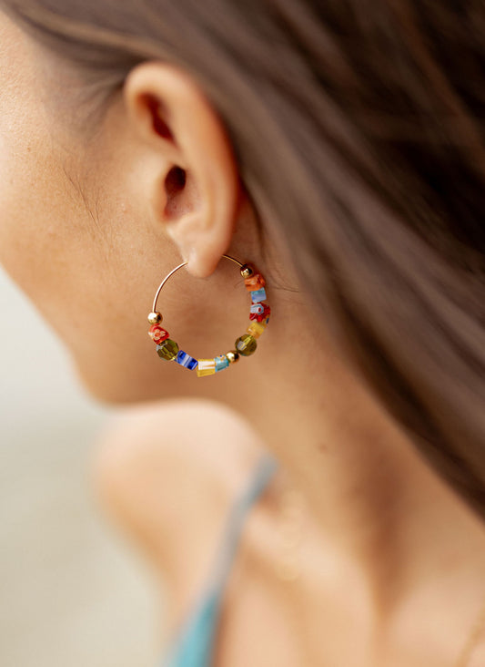 Créoles perles de verre millefiori - Orsola