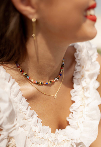 Collier court perles de verre millefiori - Orsola