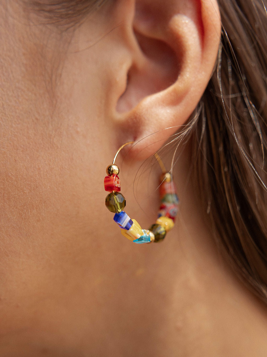 Créoles perles de verre millefiori - Orsola