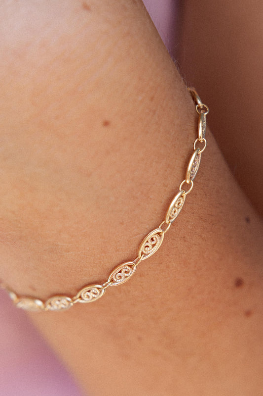 Bracelet doré à l'or fin chaîne filigrane - Gisèle