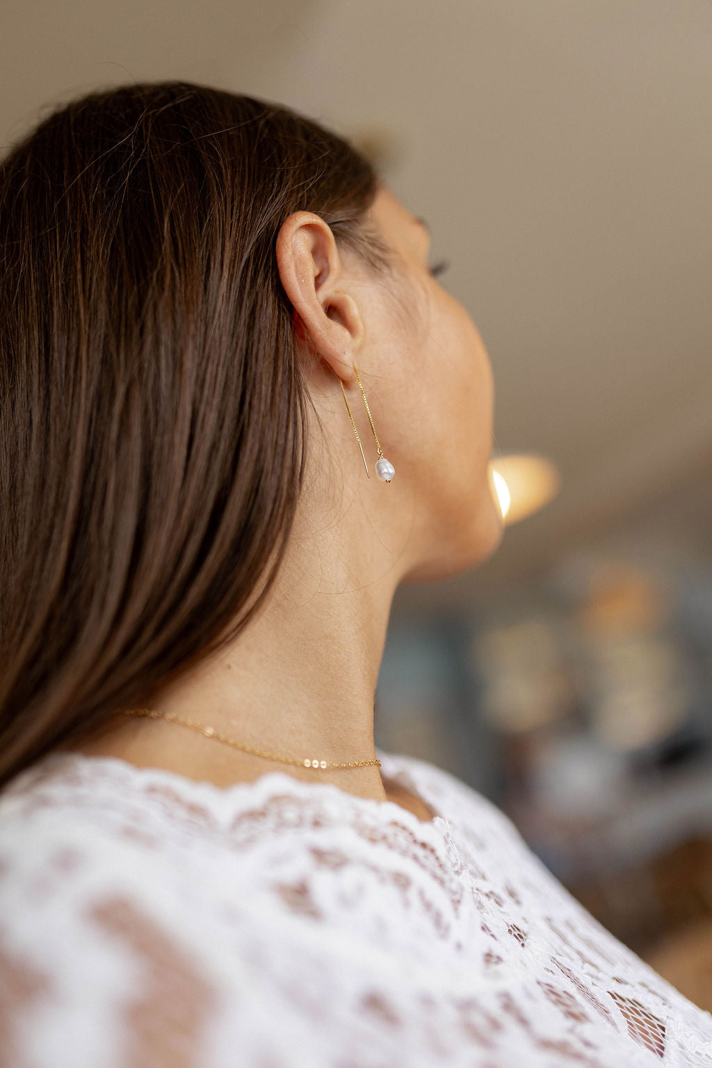 Boucles d'oreille pendantes perles d'eau douce - Ava