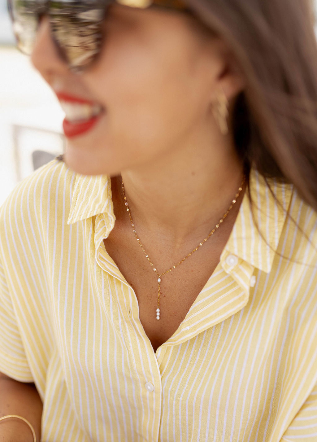 Collier cravate perles d'eau - Alba