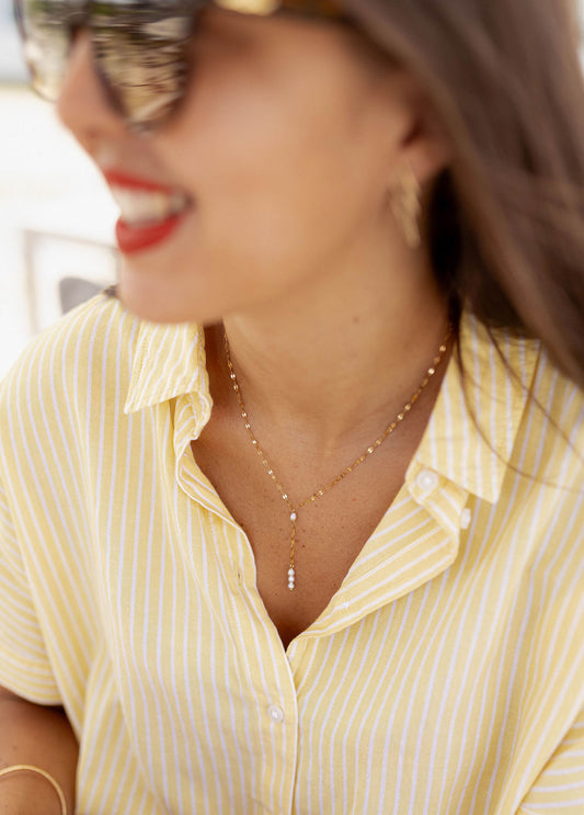 Collier cravate perles d'eau - Alba