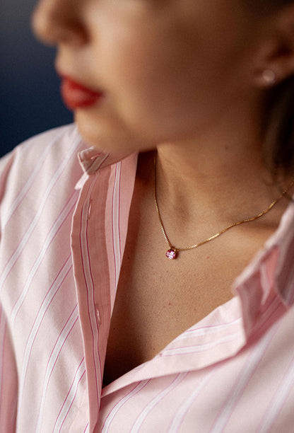 Collier court pendentif cristal - Claudia