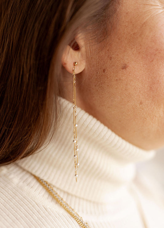 Boucles d'oreille pendantes argent doré - Gigi