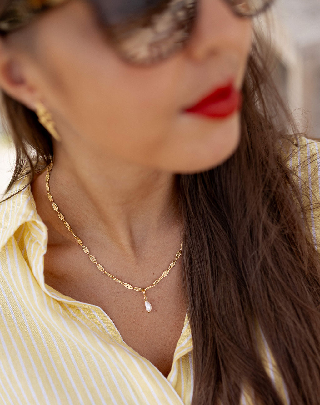 Collier ras de cou doré à l'or fin maille filigrane - Gisèle