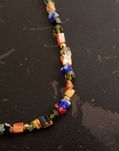 Collier court perles de verre millefiori - Orsola